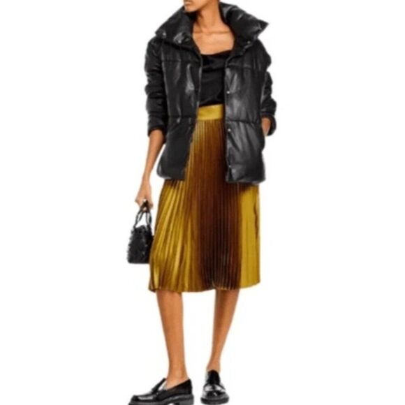 Bagatelle NYC Small Oversized Faux Leather Puffer Jacket Black Snaps - Picture 2 of 9